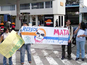 Foto de la protesta en Quito (Acci�n Ecol�gica)