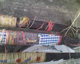 Lanzas Taromenane, detalle (Foto: Polic�a Judicial Orellana)